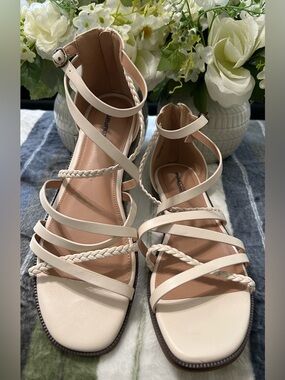 NEW Callie Strappy Braided Gladiator Sandals by Maurices - Cream, Size 11W